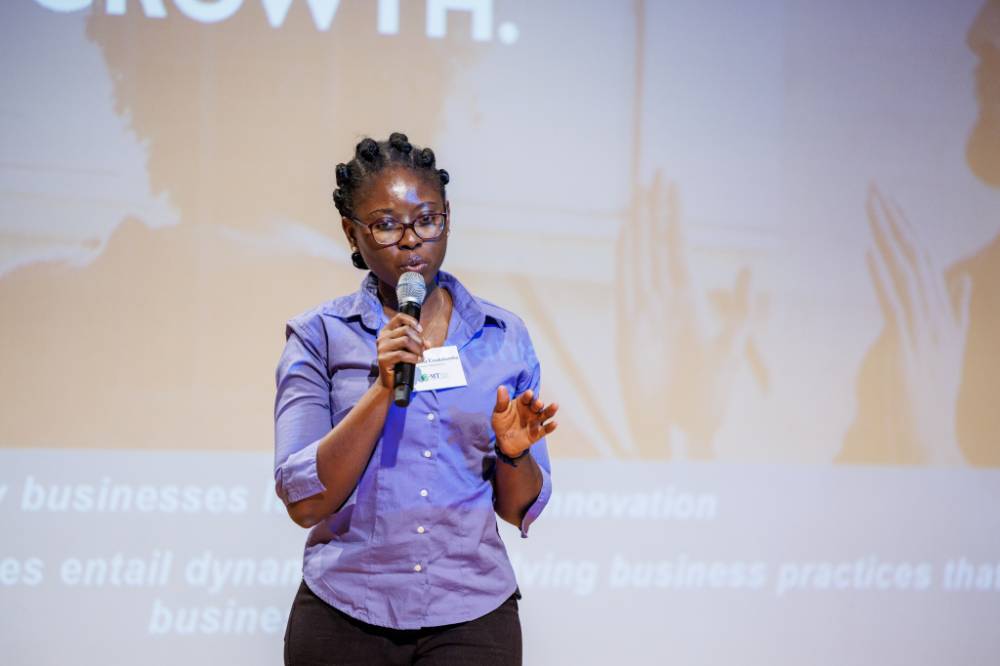Eighth participant, Christiana Unakalamba (Business Administration), presenting.
